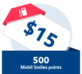 500 Mobil Smiles points for $15 worth of Synergy fuels